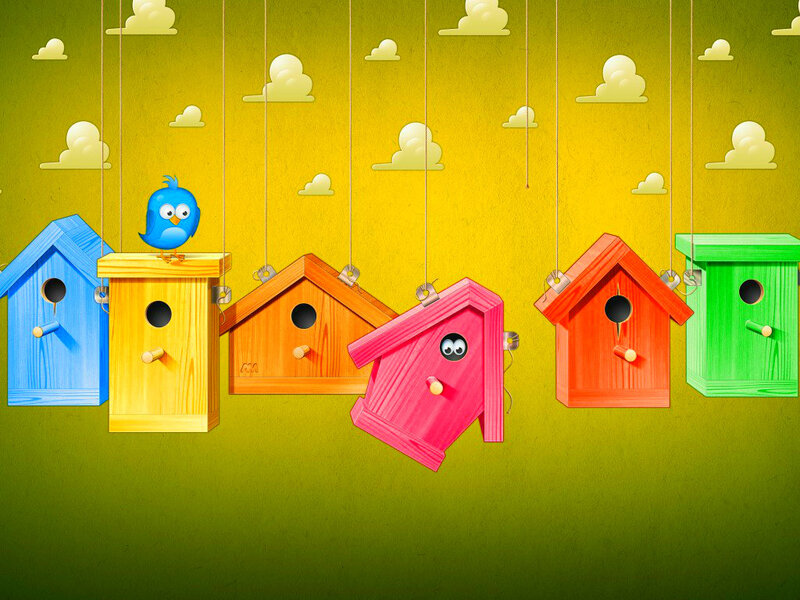 Colorful Birdhouses — Yellow