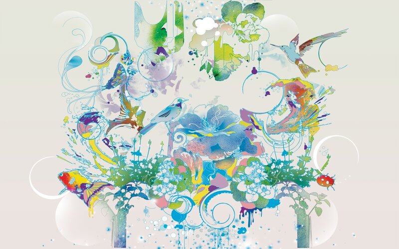 Colorful Birds and Fish