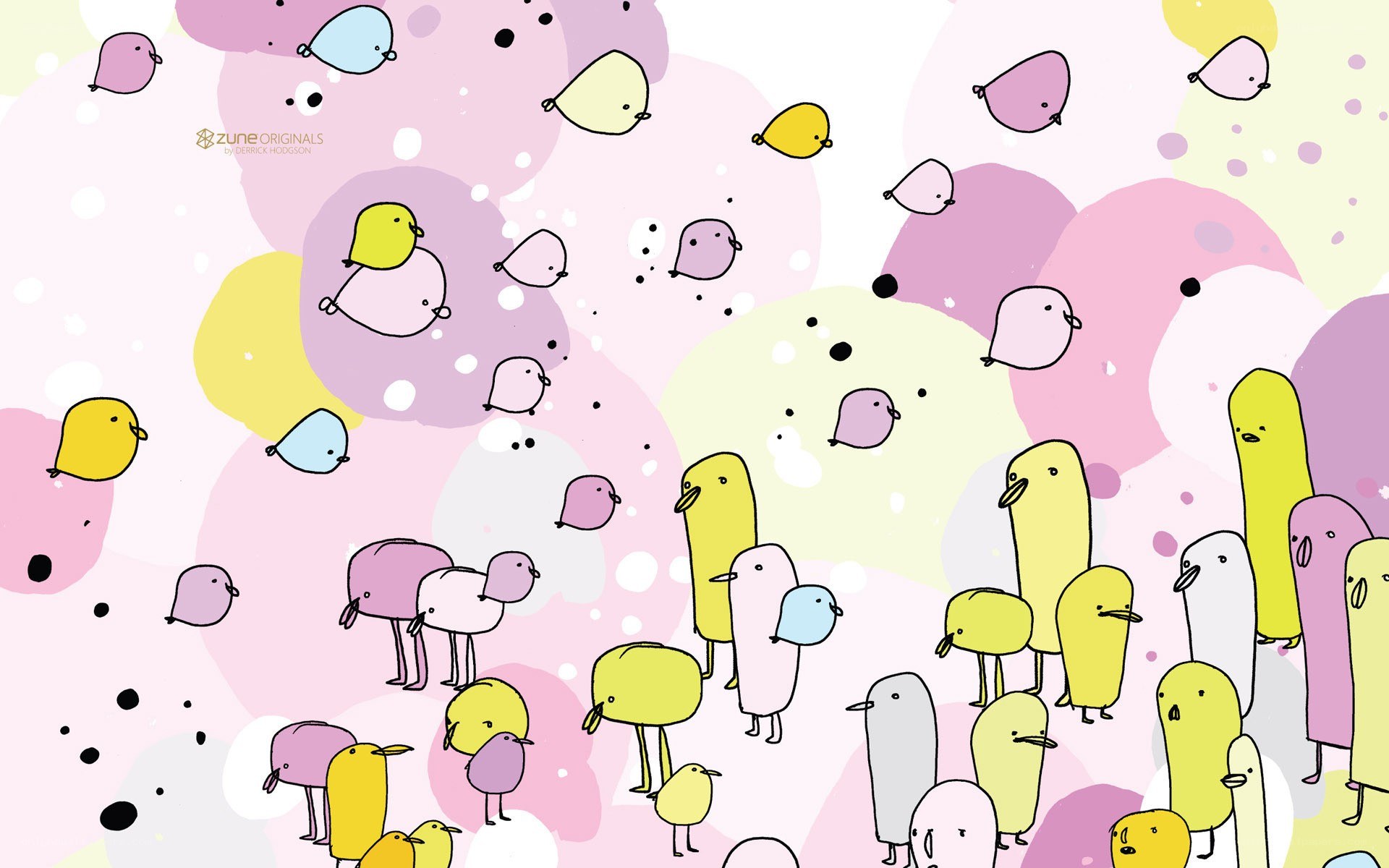 colorful birds on abstract background