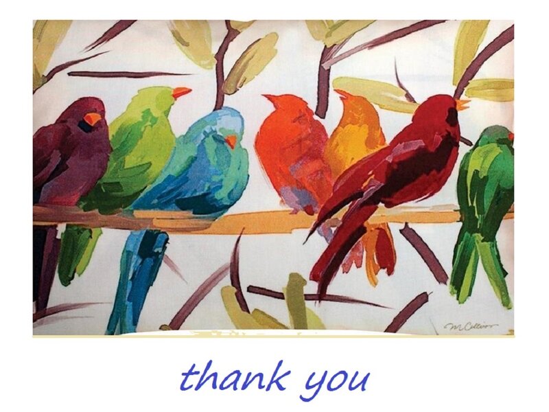 Colorful Birds on Branch — Red