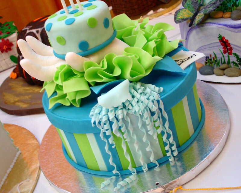 colorful birthday cake display