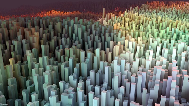 Colorful Block Cityscape — Green
