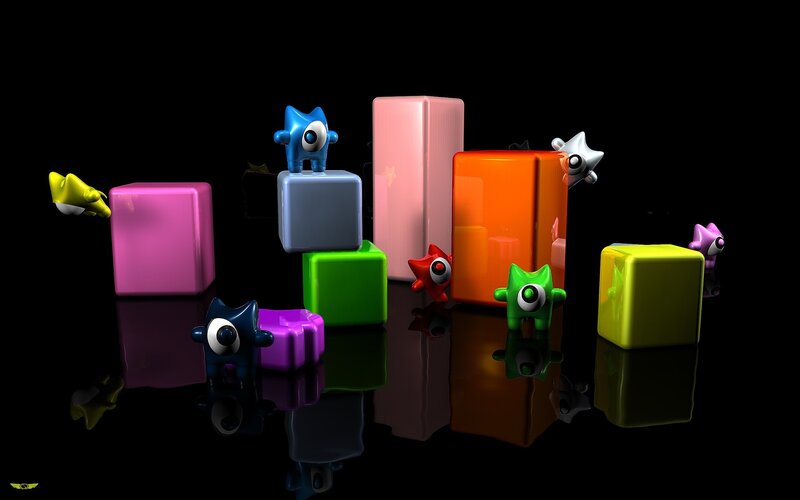 Colorful block creatures