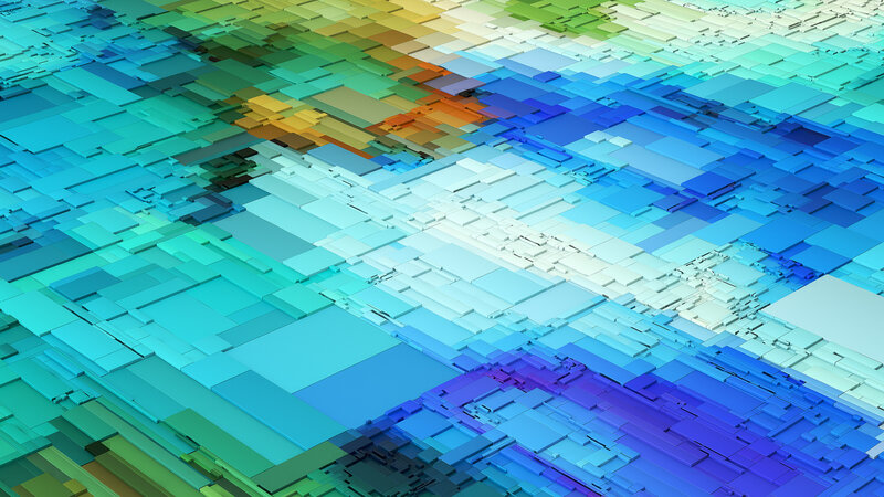 Colorful Block Landscape — Blue