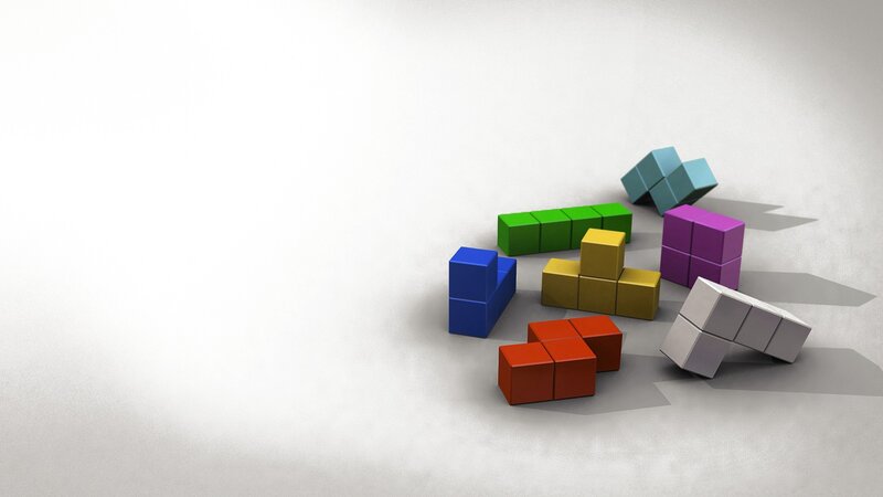 Colorful Block Pieces — White