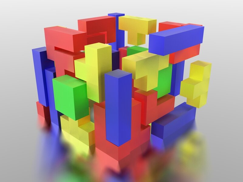 Colorful block puzzle structure