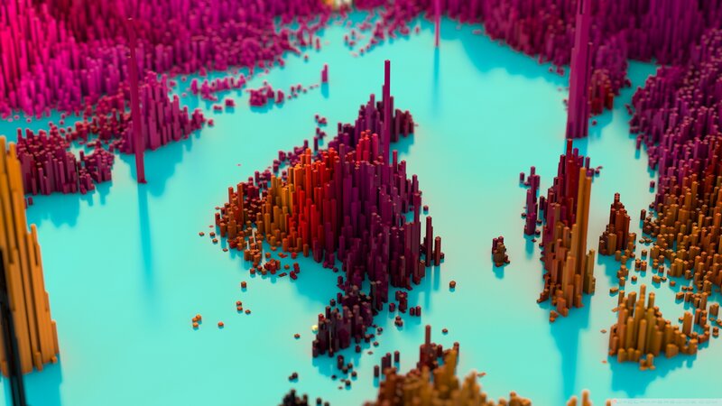 Colorful Block World Map