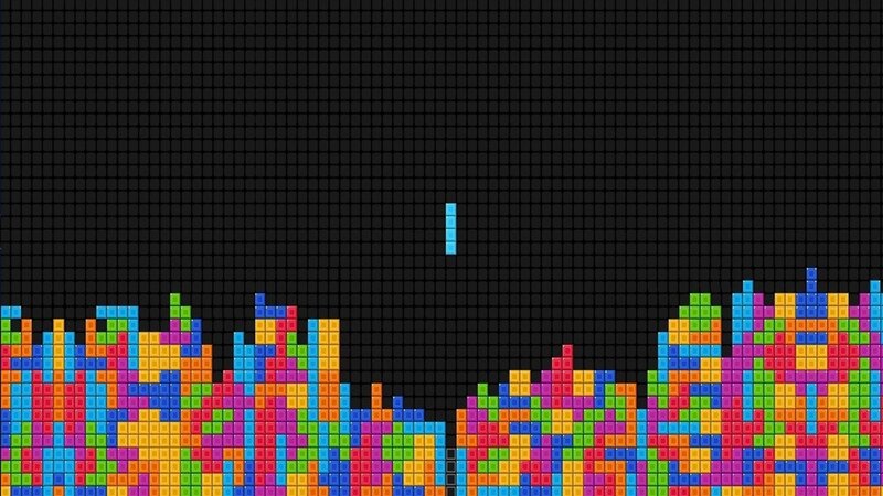 Colorful Blocks in Game — Black, Playful, Pixel Art, Grid, Multicolor