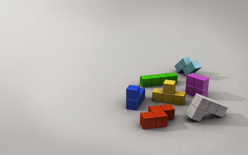 Colorful Blocks on Gray Surface