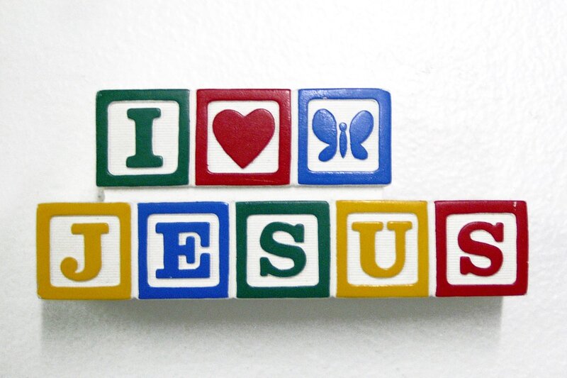 Colorful Blocks Spelling I Love Jesus