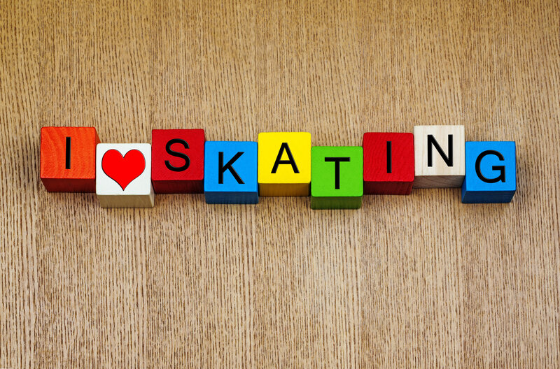 Colorful Blocks Spelling I Love Skating