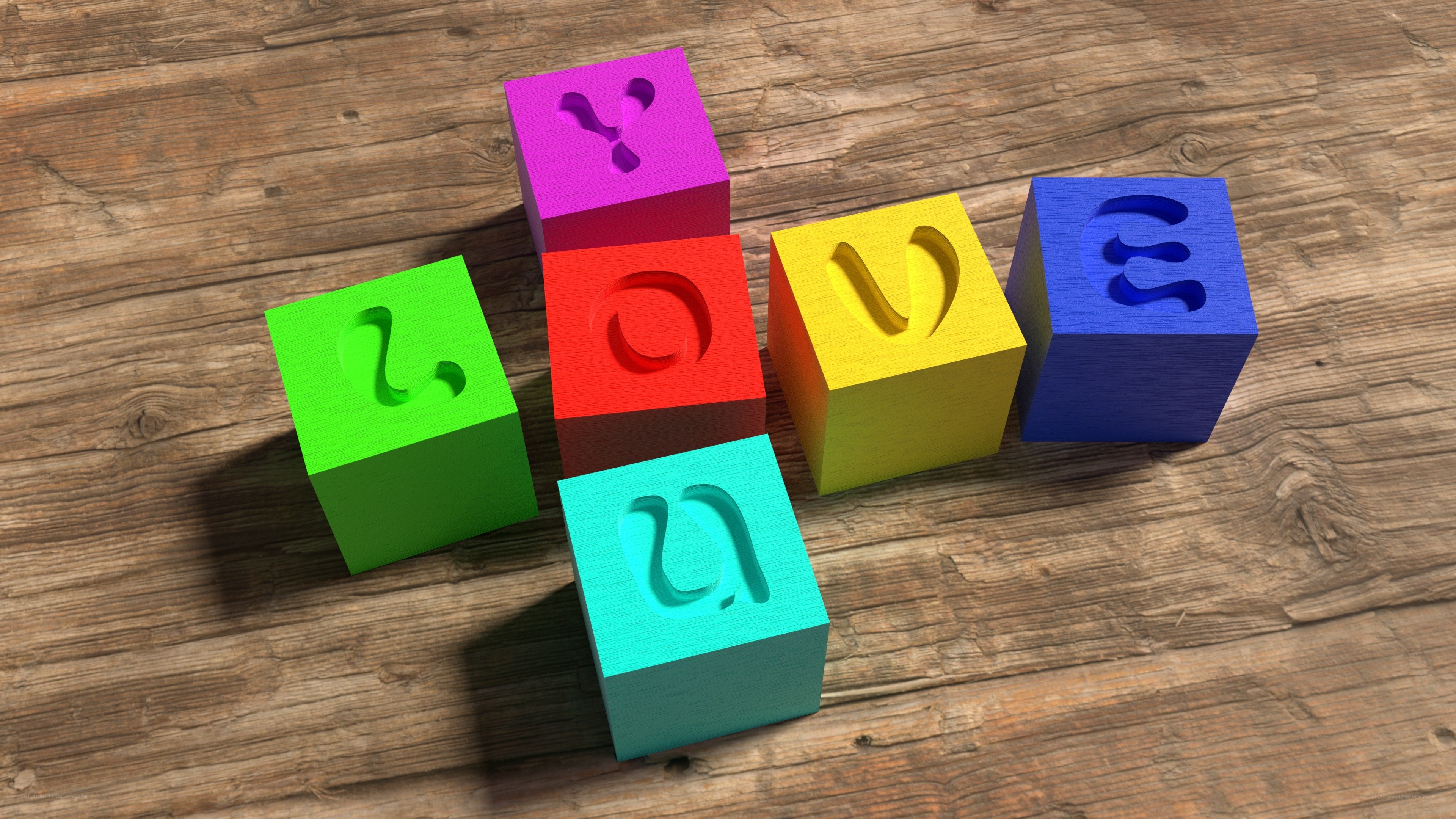 Colorful blocks spelling love