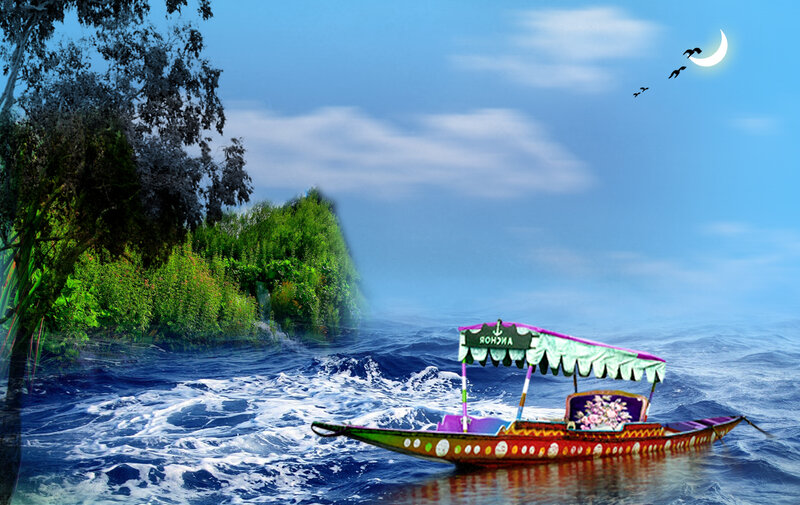 Colorful Boat on Ocean
