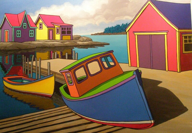 Colorful boats at a harbor