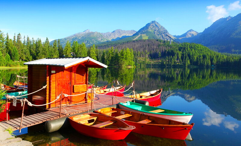 Colorful Boats at Lake — Blue