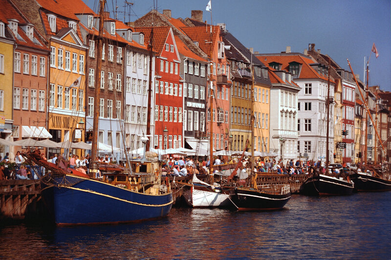 Colorful boats in Copenhagen harbor