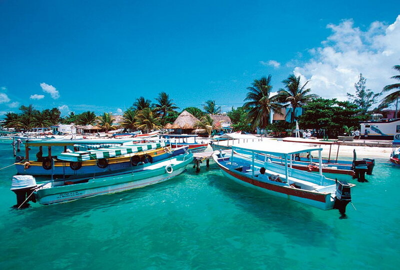 Colorful Boats in Turquoise Water