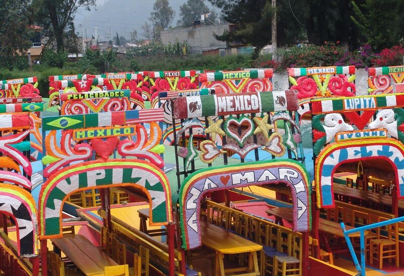 Colorful boats in Xochimilco