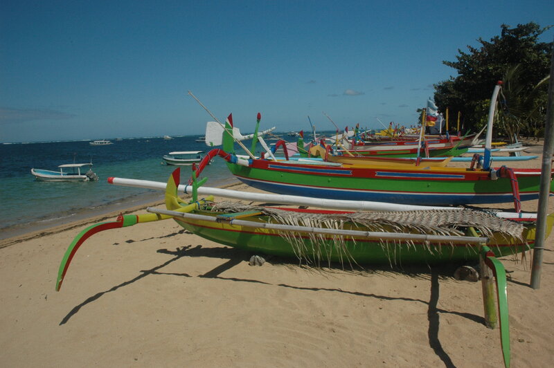 Colorful boats on a tropical beach