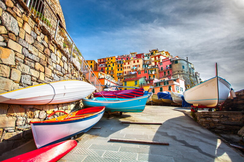 Colorful Boats on Dock