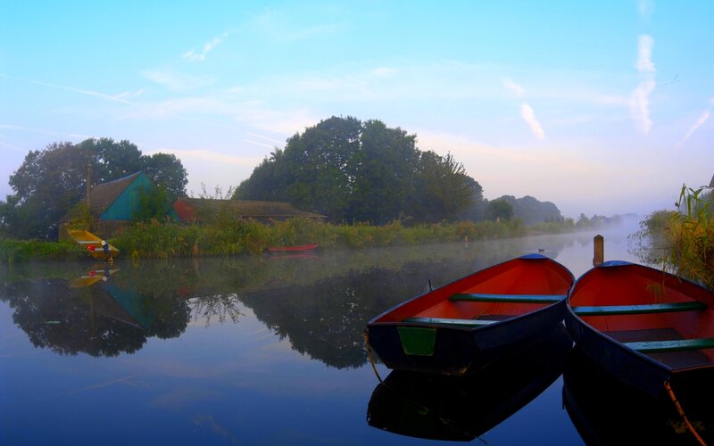 Colorful Boats on River