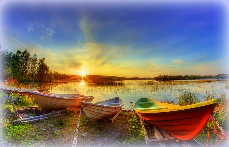 Colorful Boats on Shore