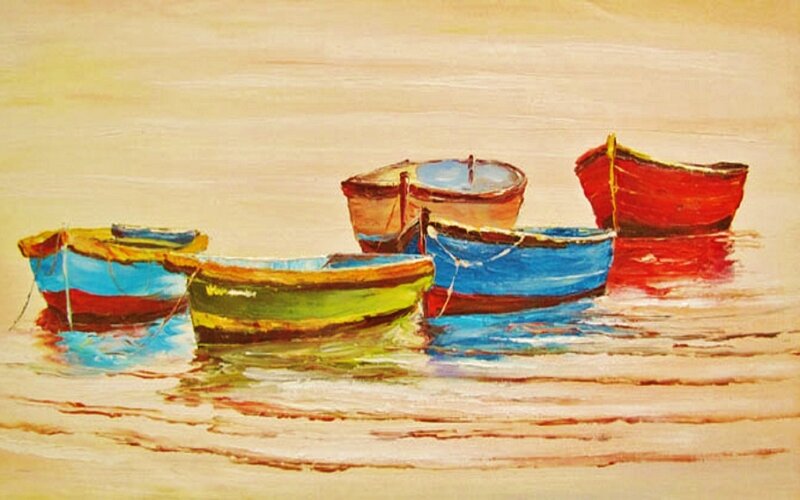 Colorful Boats on Water