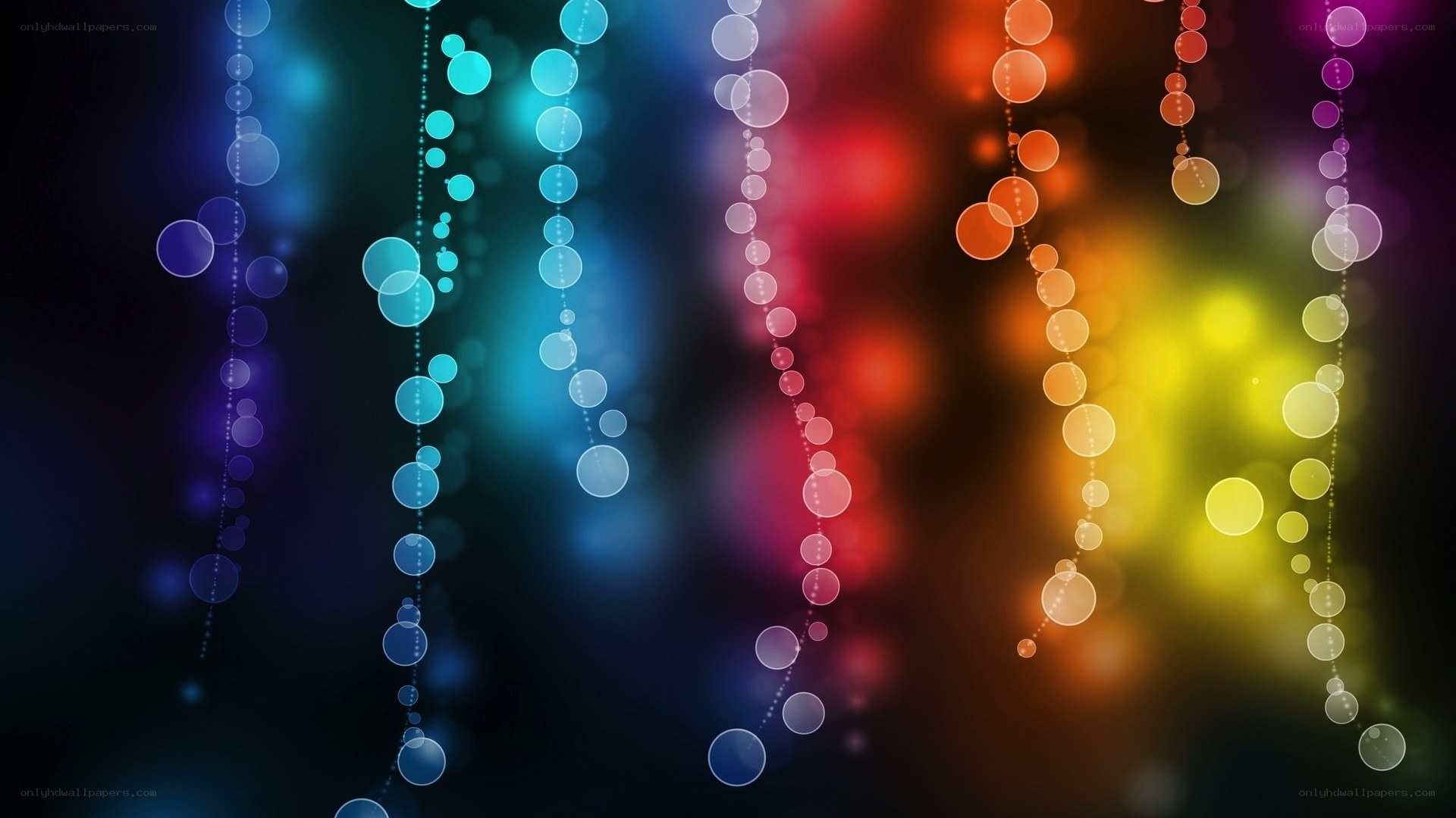 Colorful bokeh light strings
