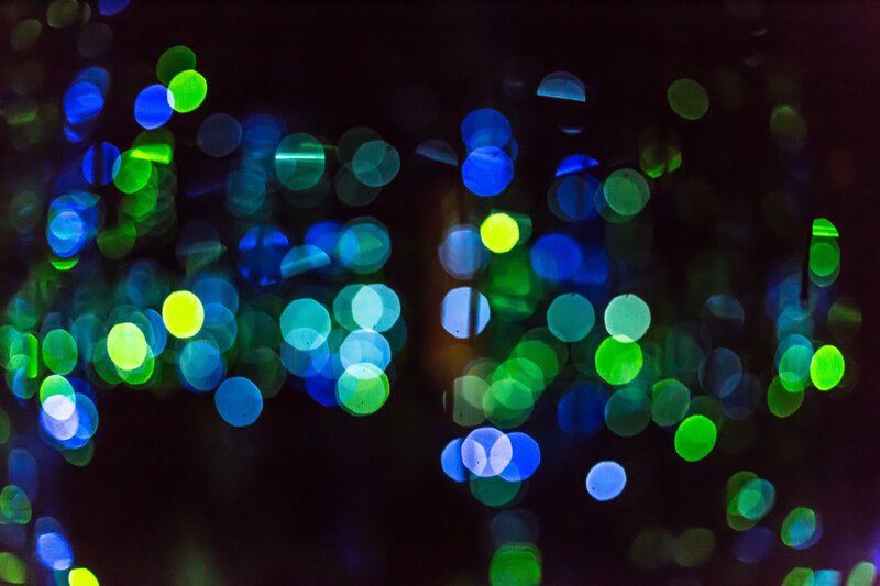 Colorful bokeh lights at night