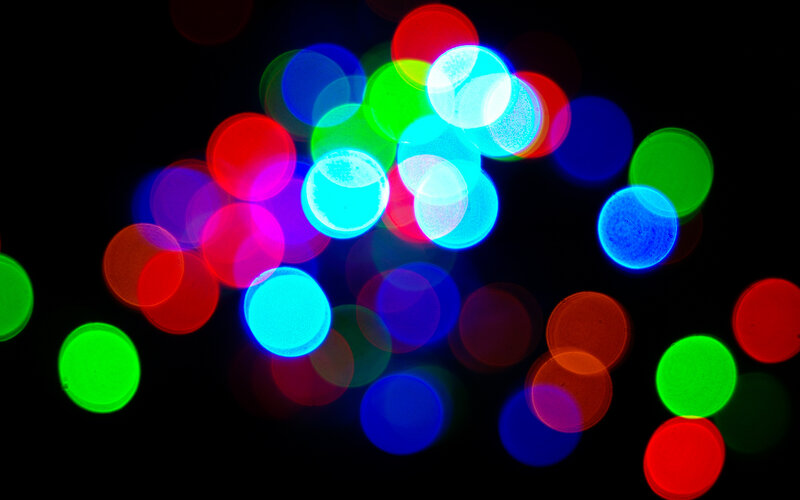 Colorful bokeh lights at night