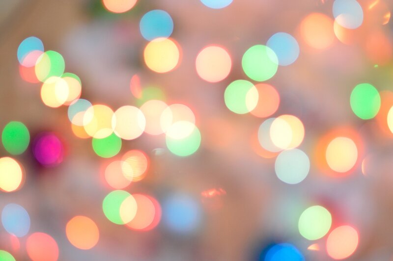 Colorful Bokeh Lights — Green, Festive, Photograph