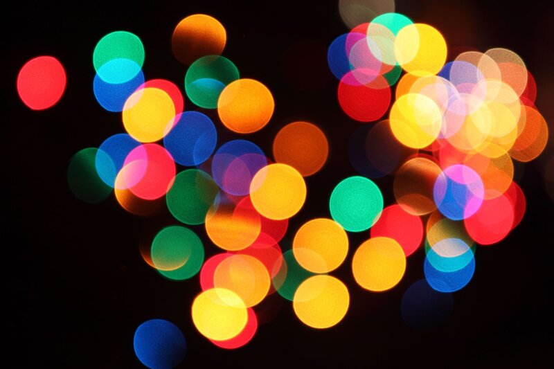 Colorful Bokeh Lights — Red, Vibrant, Night, Photograph