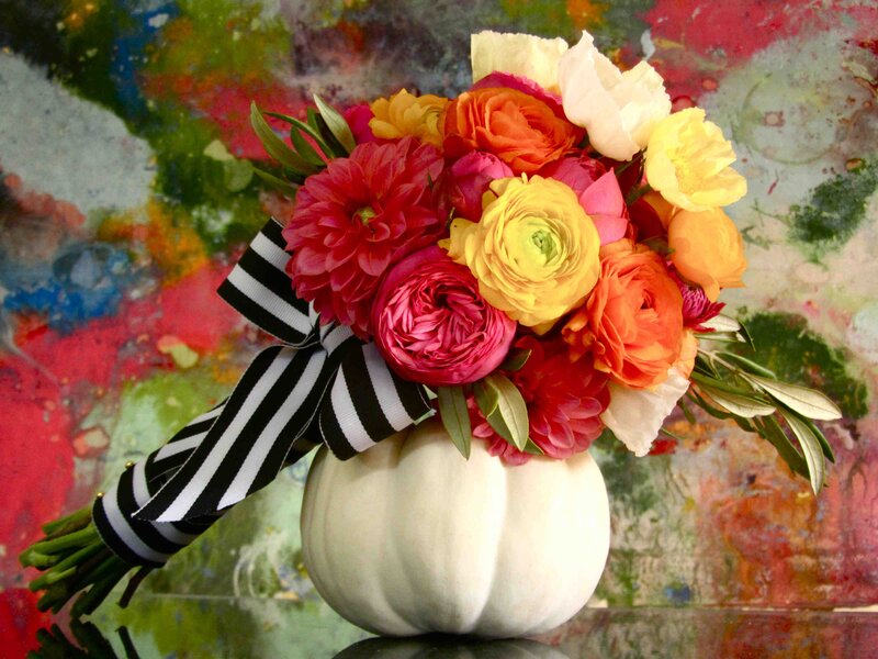 Colorful Bouquet in Pumpkin