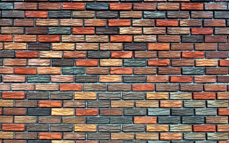 Colorful Brick Wall — Red, Neutral, Photograph