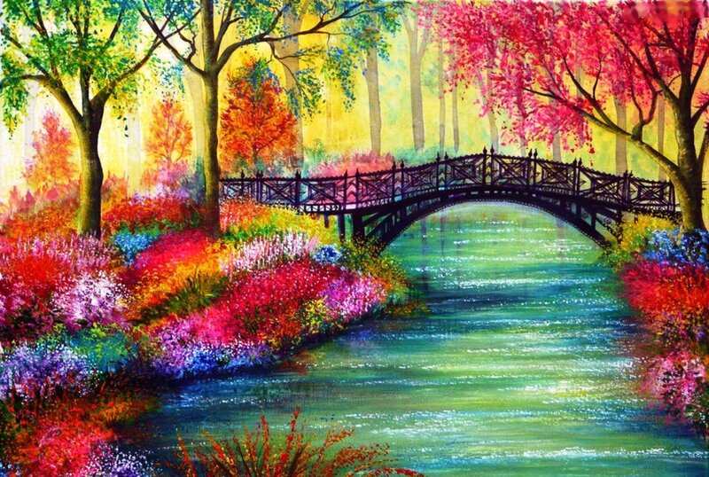 Colorful Bridge over River