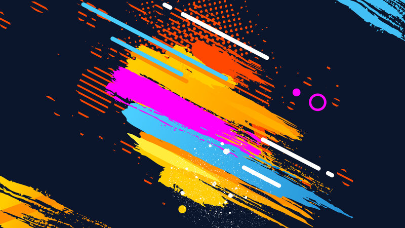 Colorful Brush Strokes — Blue, Dynamic