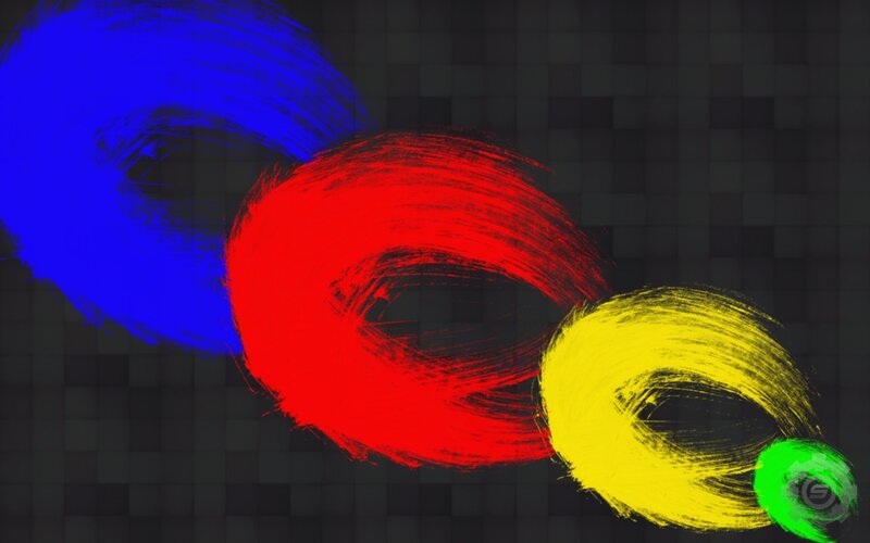colorful brush strokes on dark grid