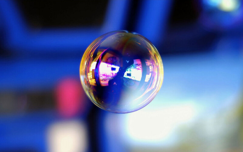 Colorful bubble reflecting lights