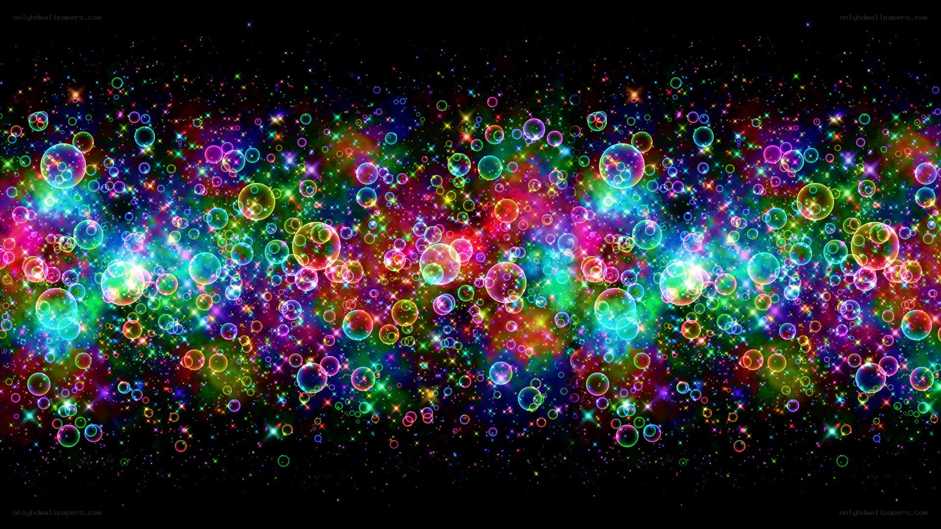 colorful bubbles and stars