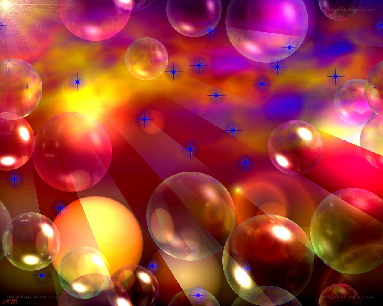 Colorful bubbles and stars