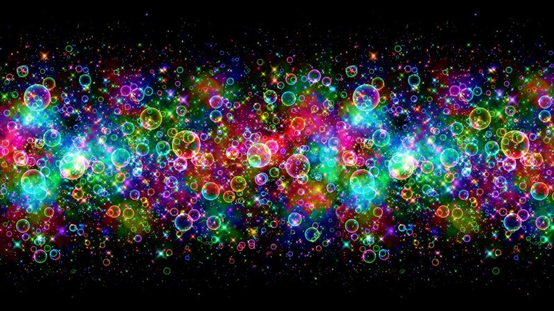 Colorful Bubbles and Stars — Green