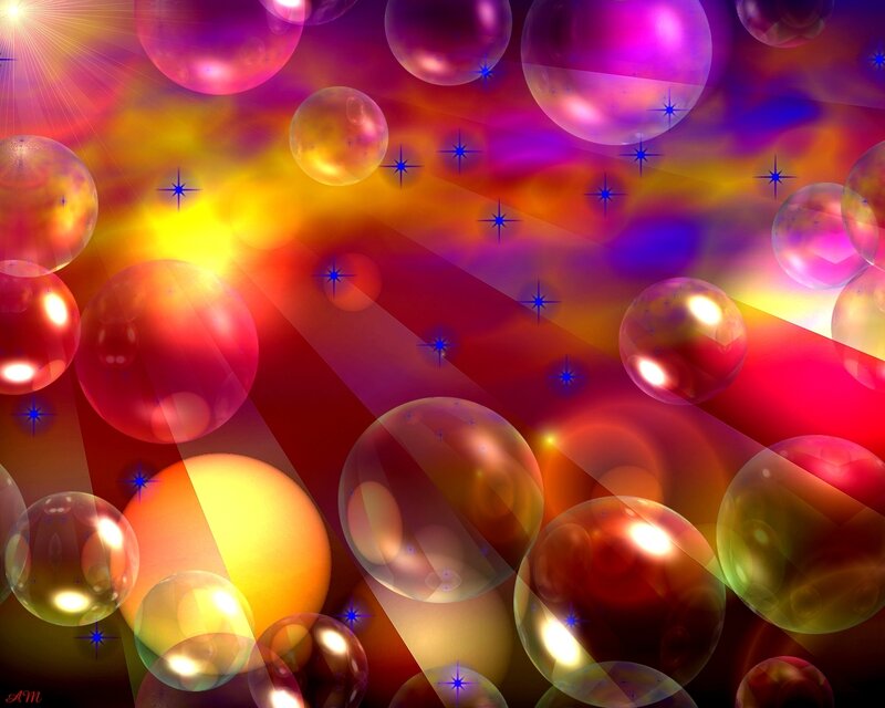 Colorful Bubbles and Stars — Red