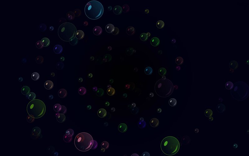Colorful Bubbles Floating — Black, Calm