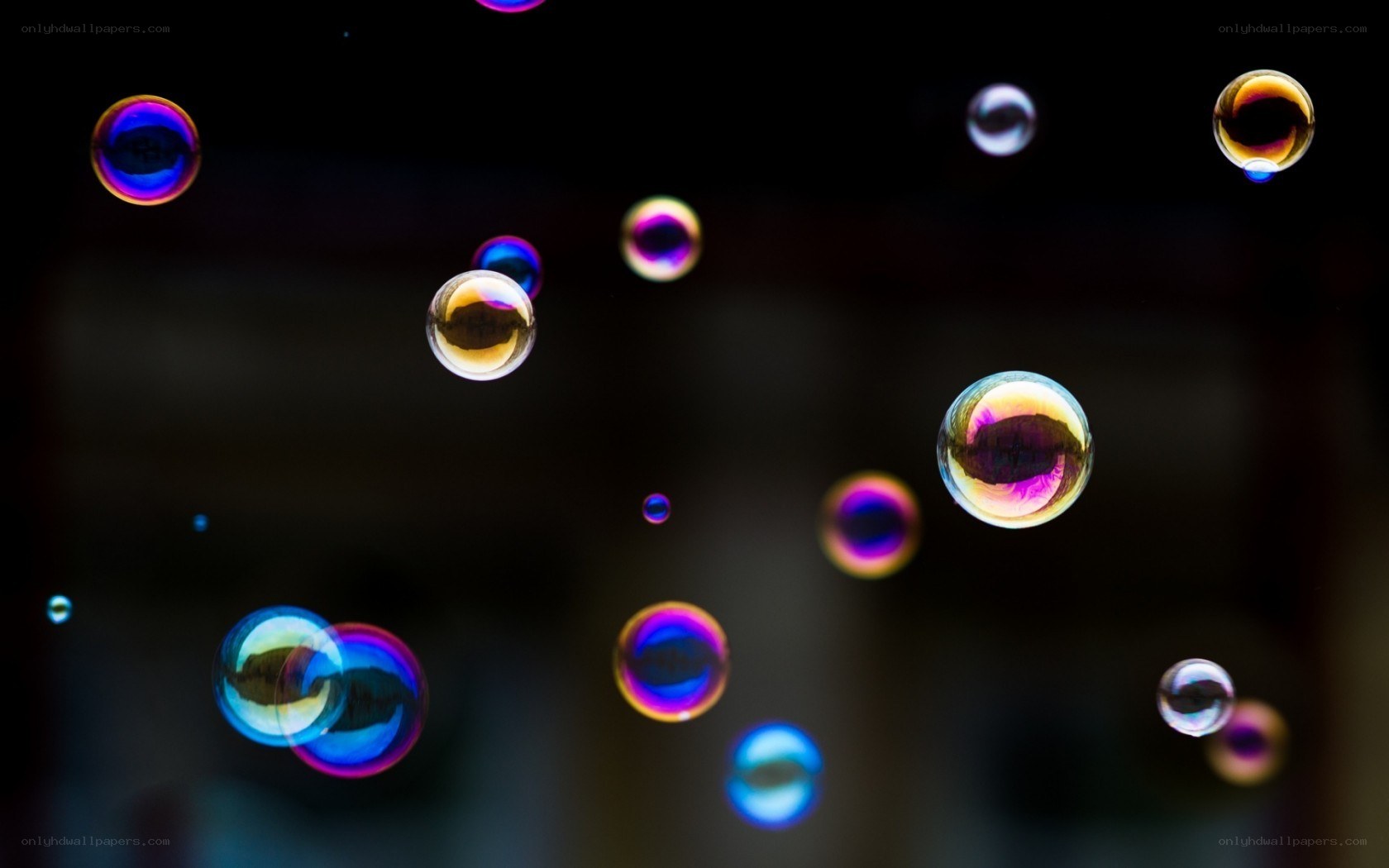 Colorful bubbles floating in air