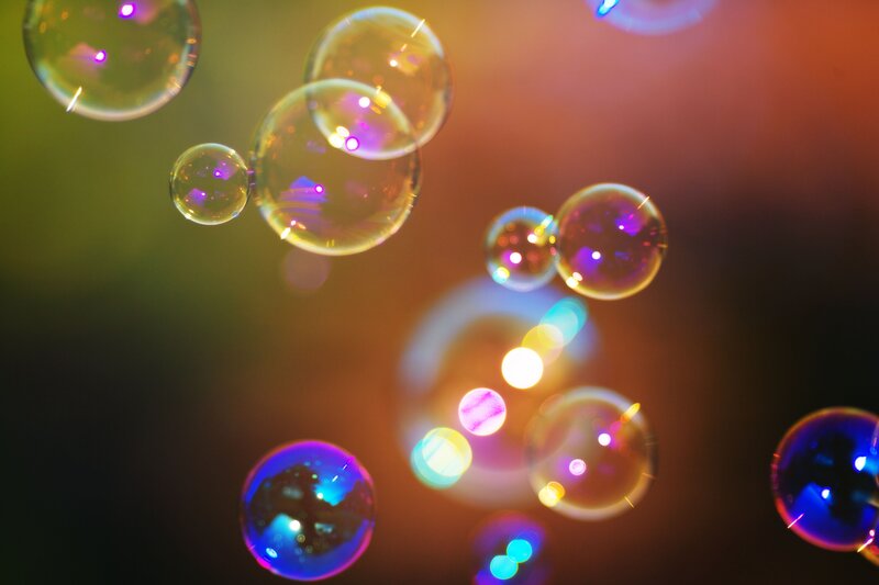 Colorful bubbles floating in air