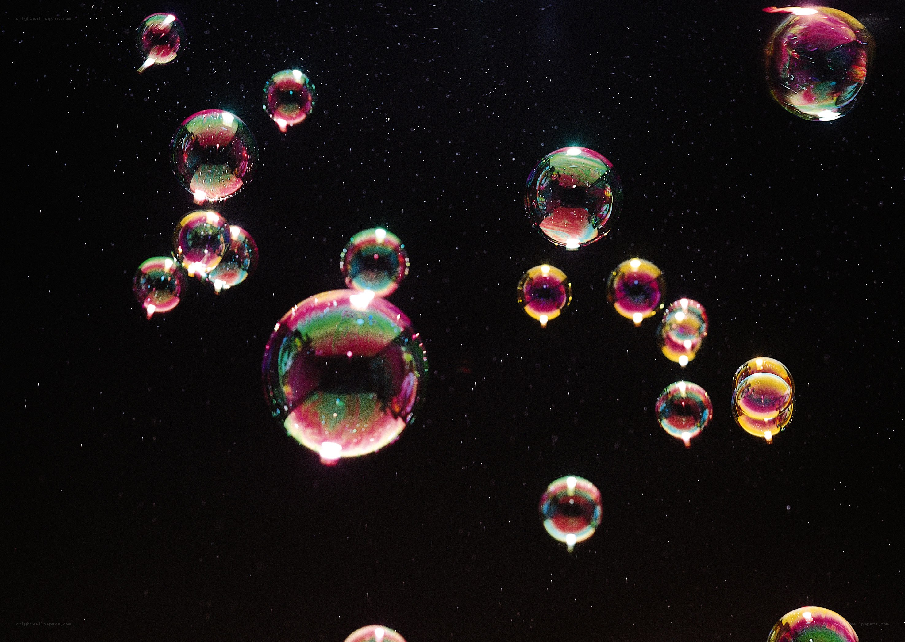 Colorful bubbles in dark space