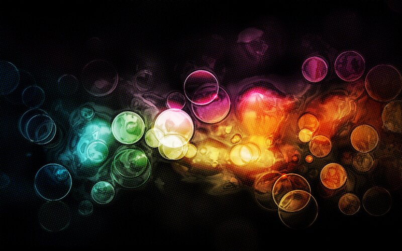 Colorful Bubbles in Space — Black, Dramatic