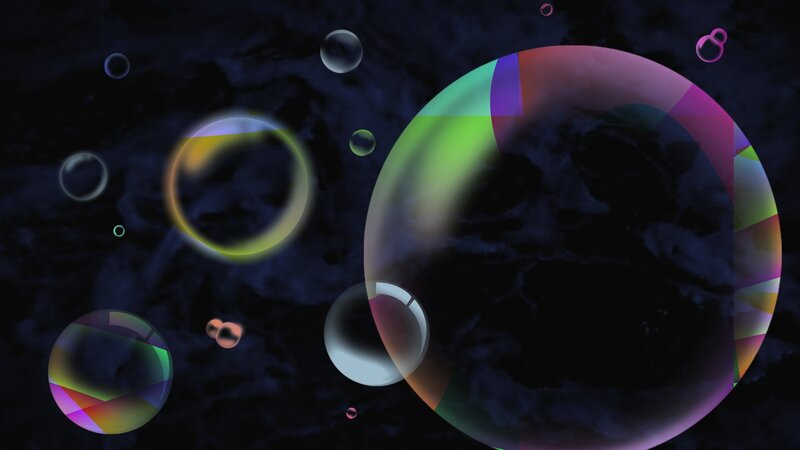 Colorful Bubbles in Space — Black, Dreamy