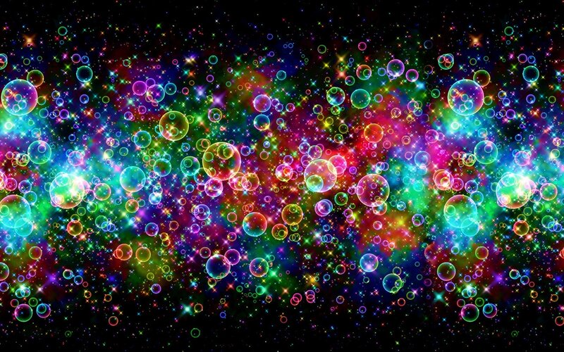 Colorful Bubbles in Space — Black, Vibrant