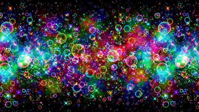 Colorful Bubbles in Space — Green, Vibrant